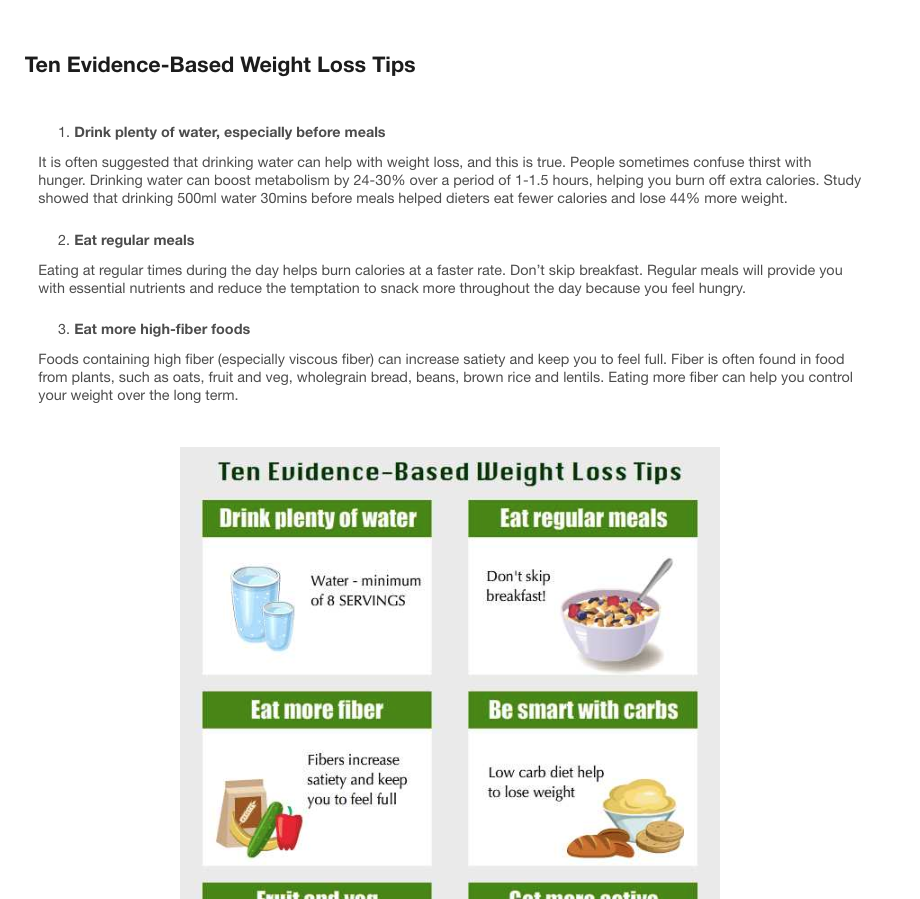Ten Evidence-Based Weight Loss Tips